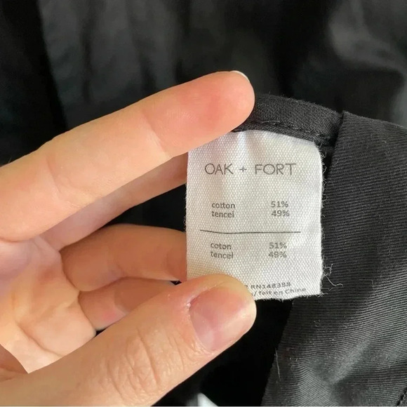 OAK + FORT Black Trench Coat Button Down Jacket Oversized Cotton Blend - Picture 6 of 8